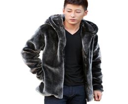 Whole Suede Leather Jacket For Men Hooded Winter Spring Mens Faux Mink Coat Youth Motorcycle Biker Men039s Faux Fur Coats 6381910