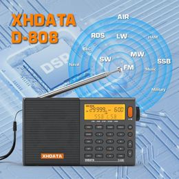 XHDATA D808 AMFMSWMW SSB AIR RDS Full Band Portable Radio with Multifunction Deep Sound Stereo Rechargeable Receiver 240506