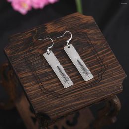 Dangle Earrings Rectangle Silver Color Earring For Women Vintage Long Tree Classic Design Simple Ear Pendant Jewelry Ladies Accessories