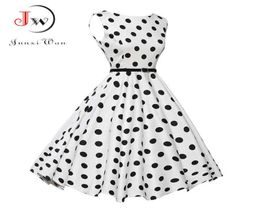 Summer Dress Vintage Rockabilly Retro Swing Polka Dot Pinup Long Audrey Hepburn SundressPlus Size Vestidos 2106257304031
