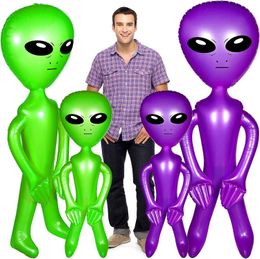 Sand Play Water Fun 90cm UFO alien model green purple blue childrens adult inflatable toy Halloween fun role-playing props UFO birthday party supplies Q240517