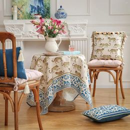 Table Cloth French Farmhouse Flower And Bird Print Home Kitchen Living Room Dining Round Dustproof Tablecloth Outdoor Picnic Decoration