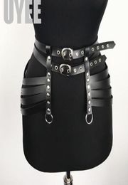 UYEE Women PU Leather Harness Body Belts Dress Garters Waist Belts Bondage Belt Punk Adjustable Suspender Double Straps LP0169579276