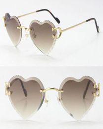 New Designer Sunglasses Womens C Decoration Metal Rimless Fashion Sun glasses Pairings Shoes bags Luxury Diamond Cut Lens Angled T5921038