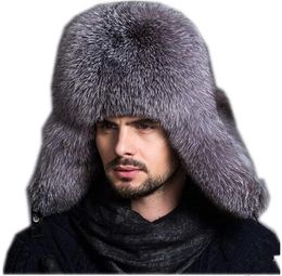 Womens and Mens Winter Hat Real Fox Fur Genuine Leather Russian Ushanka Hats8399253