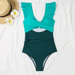 Women's Swimwear Smooth Monokini Stylish One-piece Swimsuits For Women V-neck Tummy Control High Waist Bathing Suit With Cutout Design