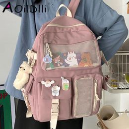 Backpack Kawaii Nylon Women Fashion Waterproof Rucksack For Teen Girls School Bag Cute Student Bookbag Travel Mochila