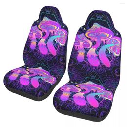 Car Seat Covers Trippy Mushrooms Universal Auto Fit Any Truck Van RV SUV Customized Magic Bucket Protector Cover 2PC
