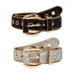 Belts Shinning For Rhinestone Women PU Leather Western Y2K Girls Belt Jeans