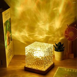 Night Lights Water Ripple Light With Remote Control Flame Effect 16 Colours Rotating Crystal 3W Square Dynamic Projector