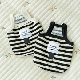 Dog Apparel 10PC/Lot Spring Summer Thin Vest Black White Striped Small Clothes Chihuahua Puppy T-Shirts Tank Tops
