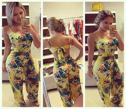 Whole Women Summer Sexy Beach Floral Backless Long Playsuit Jumpsuit Romper5365195