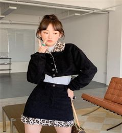 Women039s Jackets ZCSMLL Leopard Print Fleece Black Cropped Jacket Winter Clothes Women Outfits Kawaii Cute Faux Fur Coat Korea1985635