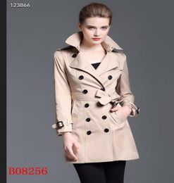 Classic item women fashion England middle long trench coathigh quality double breasted trench coatheavy thick cotton fabric size3779528