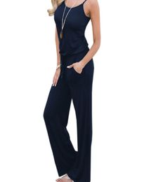 Summer Spaghetti Strap Jumpsuits New Women Rompers Red Casual Jumpsuit Female Overalls Loose Wide Leg Long Pants 2xl Plus Size Y196476308