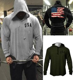 MEN039s Fitness Back American Flag American Bodybuilding Raglan Hoodies Spaccature di alta qualità per tracce di ormia top 201126556645