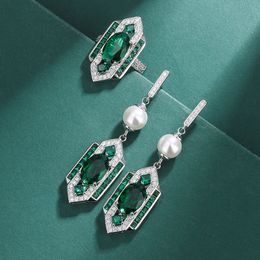 Moda Crystal Luxury Retângulo Rectango Verde Anel Oval Prong Vintage Mulheres Jóias