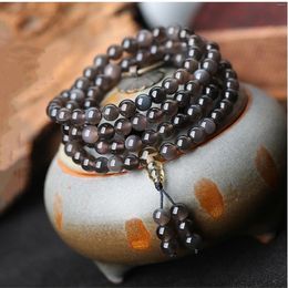 Strand Vintage 108 Beads Natural Glacial Obsidian Beaded Bracelet 8mm Seed Meditation For Men Jewellery