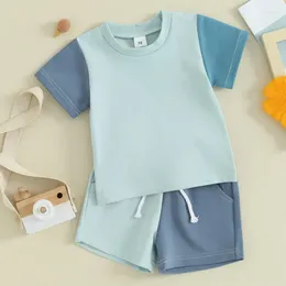 Clothing Sets Born Baby Girl Boy Shorts Summer Clothes Short Sleeve Contrast Color Tops And Elastic Waist Set