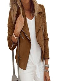Winter Coat women Coat Jackets Lapel zipper long sleeve cardigan short jacket top Ladies slim solid Colour zipper jacket5155340