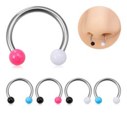 5pcs Acrylic Hoop Nose Ring Septum Piercing BCR Stainless Steel Cartilage Earring Stud Earrings Circular Horseshoe Body Jewellery