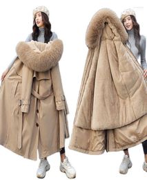 Women039s Down Parkas Winter Jacket Hooded XLong Thick Warm Cotton Padded Woman Wool Liner Distachable Plus Size Jackets Coa3976621