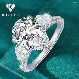 Cluster Rings Luxury Pear-Shape All Moissanite Engagement Ring 925 Sterling Silver 6.72 Water Drop Diamond Wedding Band For Women