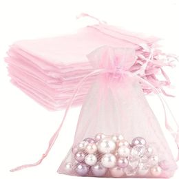 Shopping Bags 50/100pcs Elegant Organza Drawstring Bag For Jewellery Clear And Solid Colours Cosmetics Candy Packaging