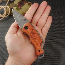 Top Quality X44 Small Folding Knife 440C Steel Blade Wooden Handle Outdoor Camping EDC Pocket Knives With Bottle Opener
