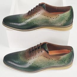 Casual Shoes Handmade Mens Oxford Genuine Leather Brogue Dress Classic Business Formal Italian Wedding