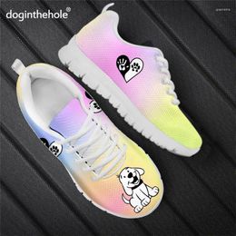 Casual Shoes Doginthehole Cute Pet Dog Pattern Women Gradient Color Running Lightweight Mesh Vulcanize Sneakers For