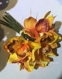 Decorative Flowers Faux Flower Orchid 7 Heads Cymbidium Decoration Home Table Silk Wedding Bride Holding Bouquet Fake