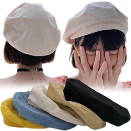 Berets Cotton Solid Vintage Spring Summer French Octagonal Forward Peaked Hats Painter Hat Street Beret Women Girl Caps