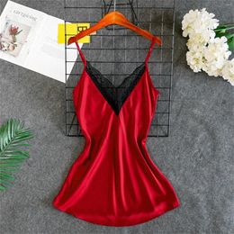 Women's Sleepwear Sexy Lingerie Women Pyjamas Ackless Female Nighties V-Neck Lace Camisones De Mujer Para Dormir