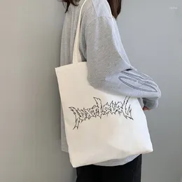 Shopping Bags Special Letters Punk Harajuku Print Cool Shopper Bag Black White Women Fashion Shoulder Tote Drop Ship