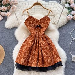 Casual Dresses Summer Senior Sense Of Niche Design Embroidery Small Waist A-line Halter Dress