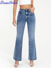 Women's Jeans Denimcolab 2024 Micro Flared Pants Woman High Waist Elastic Ladies Plain Boot Cut Skinny Casual Trousers