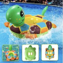 Sand Play Water Fun Childrens inflatable turtle cute animal summer entertainment ring rubber swimming pool floating game beach accessories new 2022 Q240517