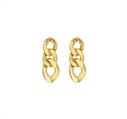 Luxury Brand Link Chain Stud Earrings Korean Style Gold Color Stainless Steel Eardrop Fashion Jewelry For Women Christmas 20204075959