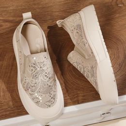 Casual Shoes AUTUSPIN Size 35-40 Women Flats Summer Design Fashion Air Mesh Lace Female Bling Round Toe Daily Loafers