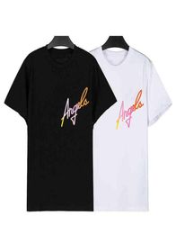 New men039s t shirt Palms gradient letter printing Colour angel shortsleeved Tshirt cotton round neck loose men039s and wom8094738