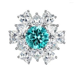 Cluster Rings Lokkei Jewelry 925 Sterling Silver 8mm Paraiba High Carbon Diamond Ring Attend The Wedding Banquet For Women