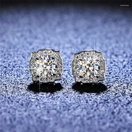 Stud Earrings Silver Excellen Cut Total 1 Carat D Colour Diamond Test Past Moissanite Vintage For Women 925 Party Jewellery