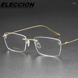 Sunglasses Frames Rimless Glasses Frame Women And Men Optical Myopia Eyeglasses Ultralight Wire Titanium Eyewear TF5678