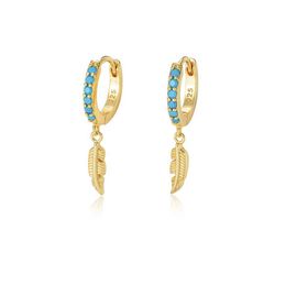 Stud popular natural stone Turquoise gemstone Huggies Earrings 925 Sterling silver 14k gold plated drop down earring for women girls Q240517