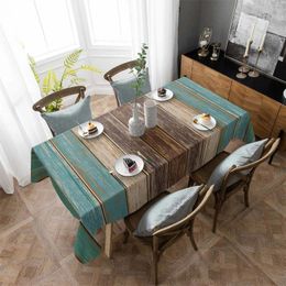 Table Cloth Green Retro Wood Grain Washable Tablecloth For Wedding Party Dining Banquet Decoration Luxuriou Cover