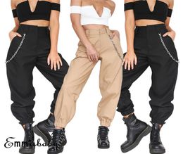 Fashion Women High Waist Chain Hip Combat Cargo Harem Pants Leggings Women039s Trouser Plus Size S3XL5155019