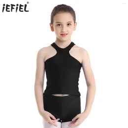 Clothing Sets Girls Tank Top Bottoms Kids Clothes Set Summer Casual Ballet Dance Gym Workout Solid Colour Vest Shorts Toddler