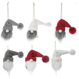 Decorative Figurines Christmas Faceless Old Man Tree Hanging Ornaments Handmade Plush Gnome Santa Doll Decoration Xmas Gift