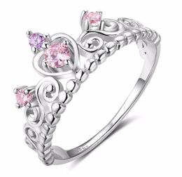 925 sterling silver princess crown ring designs Cute girl jewelry Birthday Gift girls fashion rings RI1028619395811